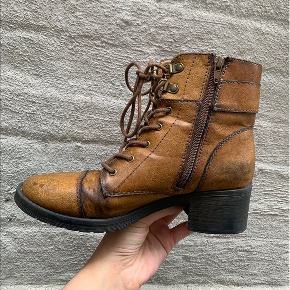 BROWN LEATHER COMBAT BOOTS WOMANS - Picture 4 of 5